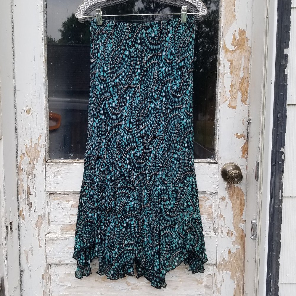 Style & Co. Black & Blue Abstract Maxi Skirt